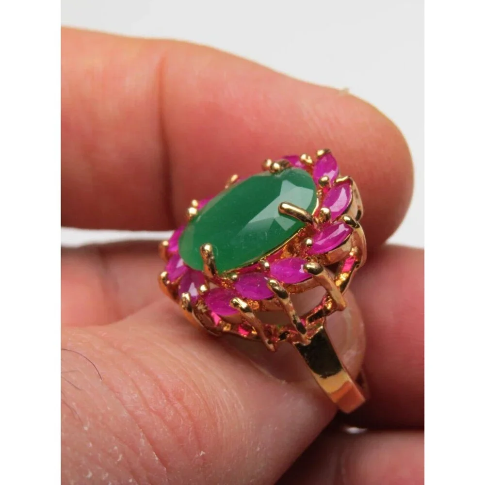 14k  Emerald Ruby Ring
